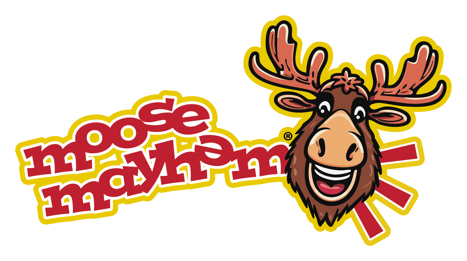 Illustrated logo of a cartoon moose and Moose Mayhem
